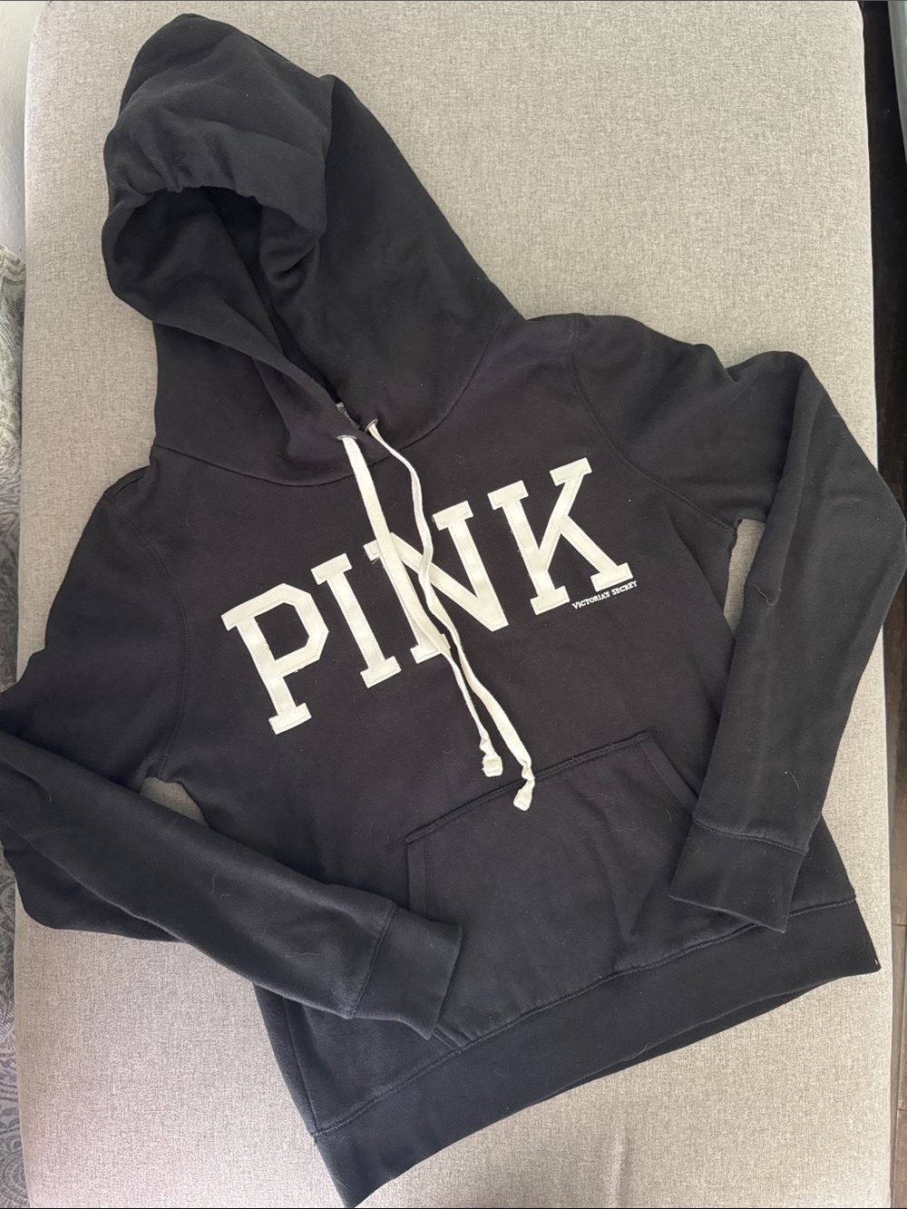 PINK Victoria's Secret Black Hoodie with White Logo
